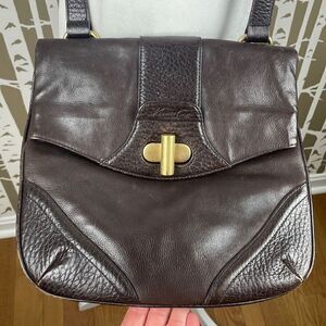 Kenneth Cole Dark Brown Leather Fold-over Crossbody Bag Purse